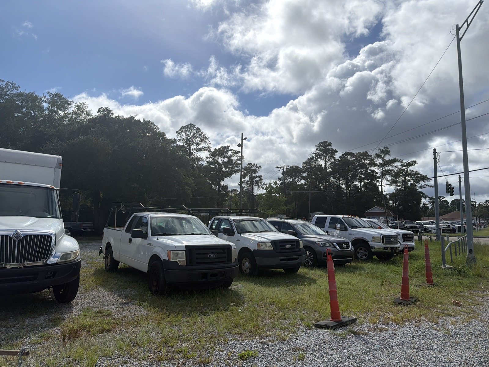 Trucks lined up on the Bridges Enterprises lot